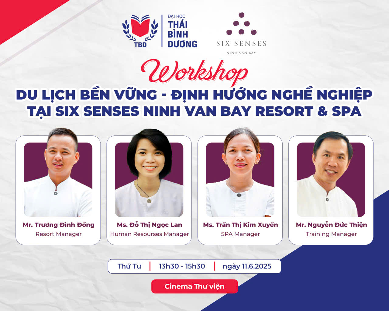 Workshop Du lịch bền vững – Định hướng nghề nghiệp tại Six Senses Ninh Van Bay Resort & Spa